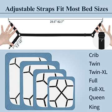 Sopito Sheet Straps, Adjustable Bed Sheet Suspenders Max Stretch from 29.5 in to 82.7 in Compatible ...