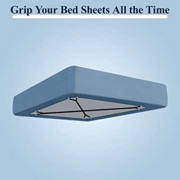 Sopito Sheet Straps, Adjustable Bed Sheet Suspenders Max Stretch from 29.5 in to 82.7 in Compatible for Crib to King Size Bed, Non Slip Holder Fasteners Clips, 2pcs/Black