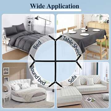 Sopito Sheet Straps, Adjustable Bed Sheet Suspenders Max Stretch from 29.5 in to 82.7 in Compatible for Crib to King Size Bed, Non Slip Holder Fasteners Clips, 2pcs/Black