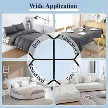 Sopito Sheet Straps, Adjustable Bed Sheet Suspenders Max Stretch from 29.5 in to 82.7 in Compatible for Crib to King Size Bed, Non Slip Holder Fasteners Clips, 2pcs/Black