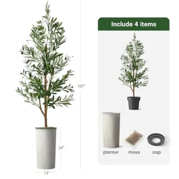 Artificial Olive Tree in Modern Planter for Home