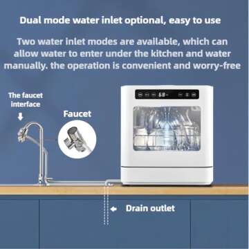Compact Tabletop Dishwasher with 5 Cleaning Modes