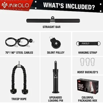 Mikolo Fitness LAT Lift Pulley System for Home Workouts