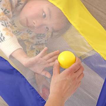 LimitlessFunN Crawling Kids Play Tunnel [ Pop Up Portable Rainbow Tunnel ] for Children, Toddlers, Boys & Girls, Pet, Dogs & Cats, Indoor & Outdoor Toys (Red, Yellow, Blue with mesh)