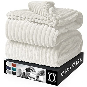 Clara Clark Cut Plush Fleece Throw Blanket - Throw Size - Lightweight Super Soft Fuzzy Luxury Bed Bl...