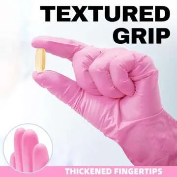 Beastek Nitrile Disposable Gloves, 4 mil Powder-Free Latex-Free Medical Food Grade Cleaning Esthetician Glove, Pink 100 Pcs (Small)