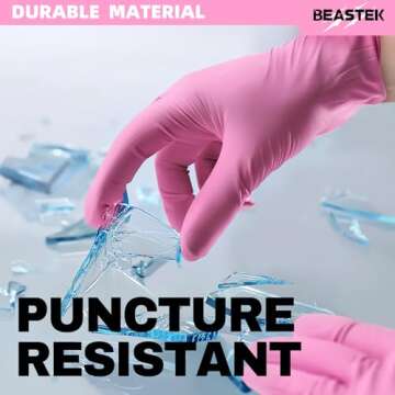 Beastek Nitrile Disposable Gloves, 4 mil Powder-Free Latex-Free Medical Food Grade Cleaning Esthetician Glove, Pink 100 Pcs (Small)