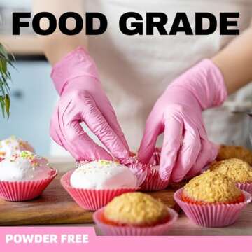 Beastek Nitrile Disposable Gloves, 4 mil Powder-Free Latex-Free Medical Food Grade Cleaning Esthetician Glove, Pink 100 Pcs (Small)