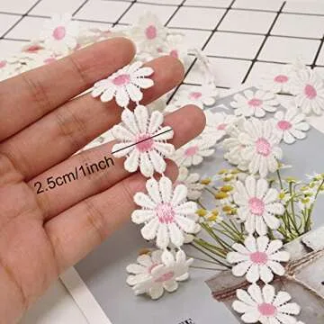 Daisy Pink Lace Trim for Crafts and Sewing | 5 Yards