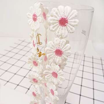 Daisy Pink Lace Trim for Crafts and Sewing | 5 Yards