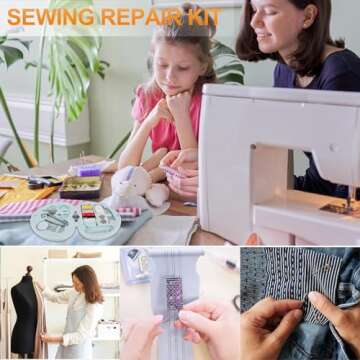 Cobee Sewing Kit, 2pcs Mini Sewing Kit for Travel Essentials Portable DIY Emergency Sewing Repair Supplies Heart Shaped Sewing Storage Case with Needles Buttons Wire Pins Thread Scissors(Blue, Pink)