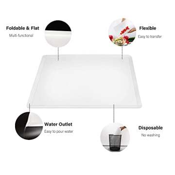 ZVP Disposable Cutting Boards 30 Count, Collapsible Cutting Board Sheet with Built-in Crease, Flexible Plastic Cutting Mat for Kitchen and Commercial Use, 17 x 12 In White