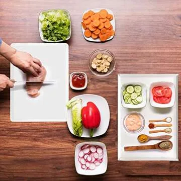 ZVP Disposable Cutting Boards 30 Count, Collapsible Cutting Board Sheet with Built-in Crease, Flexible Plastic Cutting Mat for Kitchen and Commercial Use, 17 x 12 In White