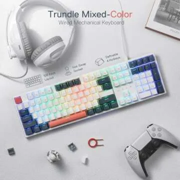 Redragon K668 RGB Gaming Keyboard - Hot-Swappable, 104 Keys, Extra Keycaps