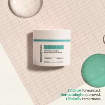 BeautyStat Probiotic 24HR Moisture Boost Cream - Made in the USA - Daily Moisturizer Face Cream with Probiotics, Ceramides, Hyaluronic Acid for Natural Anti Aging, Fine Lines, Wrinkles (1.7oz / 50ml)