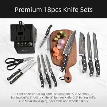Slege 18-Piece Knife Set with Block and Sharpener
