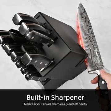 Slege 18-Piece Knife Set with Block and Sharpener