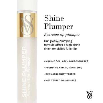 Victoria's Secret Shine Extreme Lip Plumper in Crystal Clear, Plumping Gloss for Women with Marine C...
