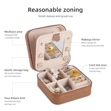 KElofoN Travel Jewelry Case with Mirror for Women