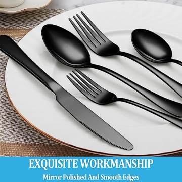 30 Pcs Black Silverware Set for Elegant Dining Experience