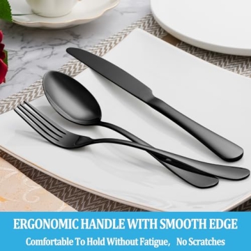30 Pcs Black Silverware Set for Elegant Dining Experience