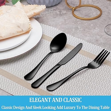 30 Pcs Black Silverware Set for Elegant Dining Experience