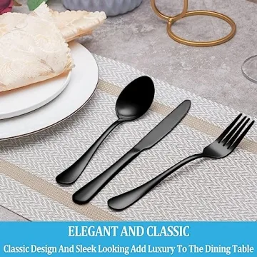 30 Pcs Black Silverware Set for Elegant Dining Experience