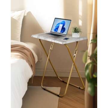 HUANUO Folding TV Tray Table -Stable Tray Table with No Assembly Required, TV Dinner Tray for Eating...