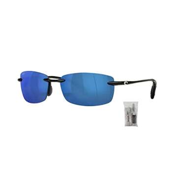 Costa Del Mar Ballast 6S9071 907105 60MM 11 Shiny Black/Blue Mirror 580P Plastic Polarized Rectangul...