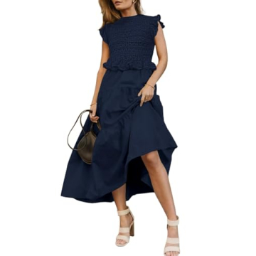 SAUKOLE Formal Dress for Women Fashion Elastic Waist with Ruffle for Wedding Guest Cocktail Party Dr...