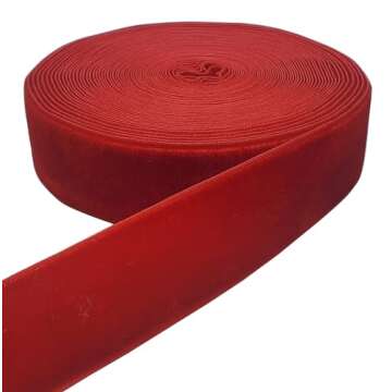 10 Yards Plush Velvet Ribbon in Vibrant Red for Crafting
