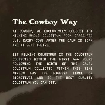 COWBOY COLOSTRUM - Bovine Colostrum Powder - The Exclusive 1st Milking Whole Colostrum- Grass Fed Colostrum Supplement for Gut Health, Immunity, Skin & Hair. Non-GMO (Vanilla, 40 Servings)