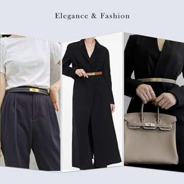 ANHAISHUILV Women's Skinny Leather Belt with Adjustable Golden Turn-Lock Buckle - Ideal for Dresses, Jeans, and Coats, Orange