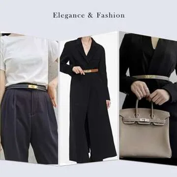 ANHAISHUILV Women's Skinny Leather Belt with Adjustable Golden Turn-Lock Buckle - Ideal for Dresses, Jeans, and Coats, Orange