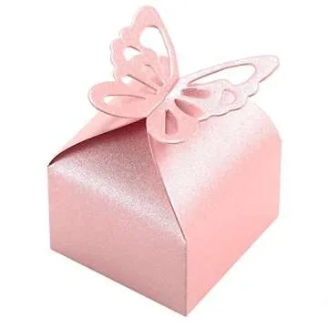 KUPOO 50PCS Pink Butterfly Favor Boxes for Baby Showers, Weddings & Events