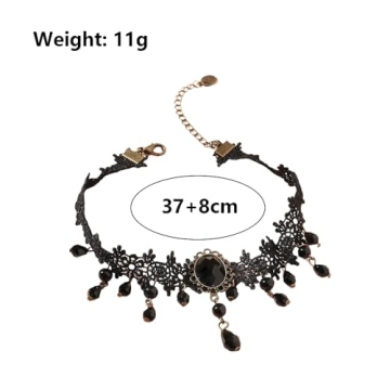 Rrdaily Gothic Crystal Lace Pendant Necklace for Women