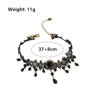 Rrdaily Gothic Crystal Lace Pendant Necklace for Women