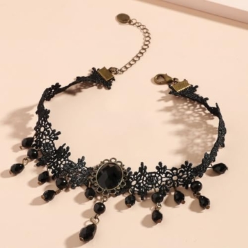Rrdaily Gothic Crystal Lace Pendant Necklace for Women
