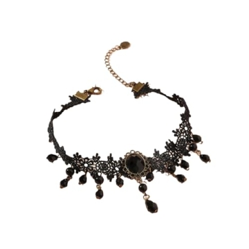 Rrdaily Gothic Crystal Lace Pendant Necklace for Women