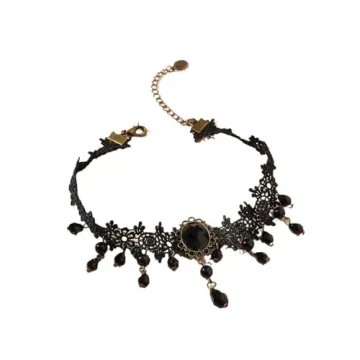 Rrdaily Gothic Crystal Lace Pendant Necklace for Women