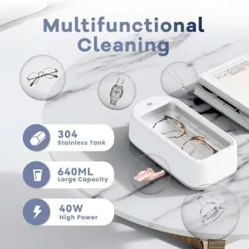 Max Titanium Ultrasonic Jewelry Cleaner - 40W Powerful 640ML