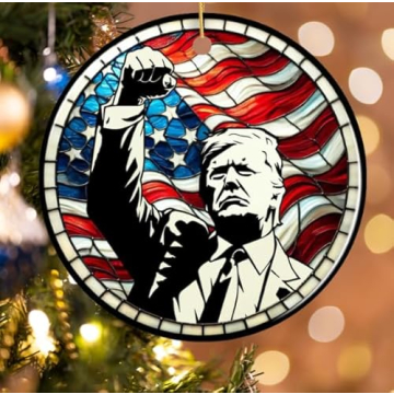 Trump Christmas Ornaments 2024, Donald Trump Christmas Ornament,Trump Ornament 2024, Donald Trump Ornament, Trump Ornament, Trump Gifts, Trump Merchandise (Trump with Raise Fist)