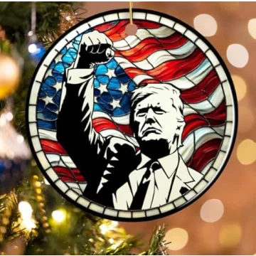 Trump Christmas Ornaments 2024, Donald Trump Christmas Ornament,Trump Ornament 2024, Donald Trump Ornament, Trump Ornament, Trump Gifts, Trump Merchandise (Trump with Raise Fist)