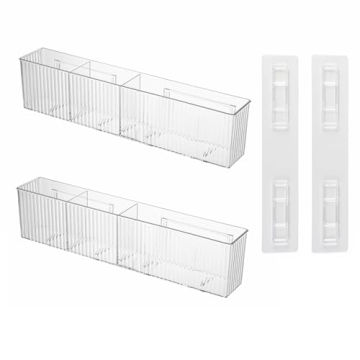 2 Pack Bathroom Makeup Organizer Wall Mount - 3 Compartment Clear Storage Bins Perfect for Narrow Sp...