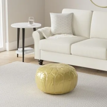 Handmade Moroccan Round Faux Leather Poufs for Stylish Homes