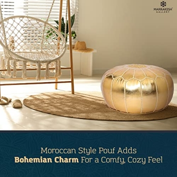 Handmade Moroccan Round Faux Leather Poufs for Stylish Homes
