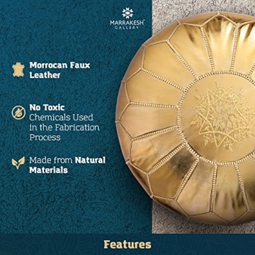 Handmade Moroccan Round Faux Leather Poufs for Stylish Homes