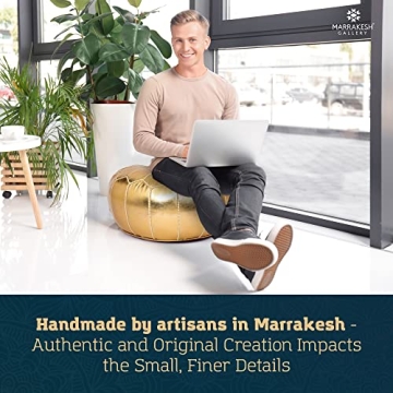 Handmade Moroccan Round Faux Leather Poufs for Stylish Homes