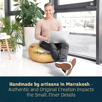 Handmade Moroccan Round Faux Leather Poufs for Stylish Homes