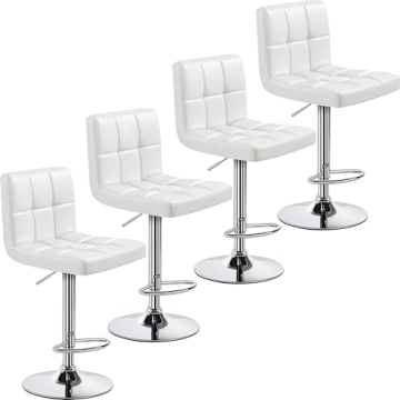 Yaheetech Bar Stools Set of 4, PU Leather Adjustable Swivel Barstools, Modern Armless Bar Chairs wit...